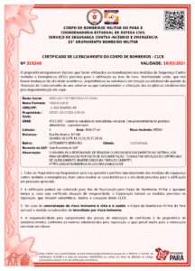 certificado corpo de bombeiros